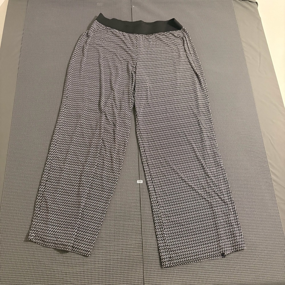 Alfani Woman Black White Geometric Wide Leg Pants 1X Made in USA
